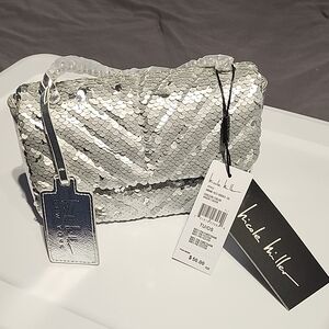 Nicole Miller Silver Glamorous Shoulder Bag